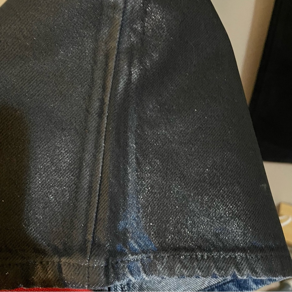 H&M Edition Blue Denim Wide Leg Jeans with Black Wax Coating – Size 4 Like New - Picture 16 of 16